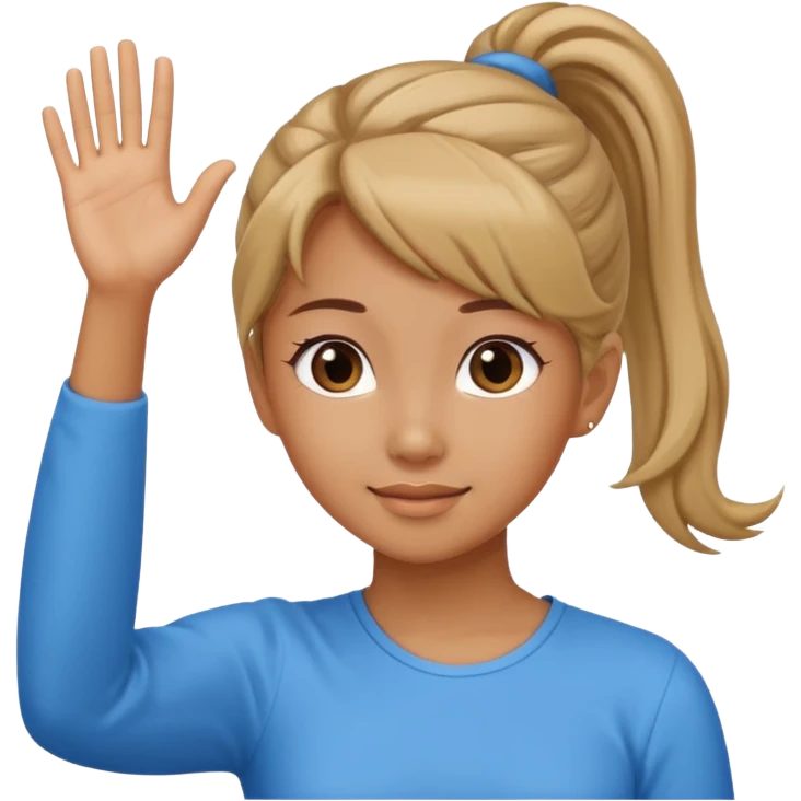 Mini poodle with Asia ponytail hair girl say goodbye emoji