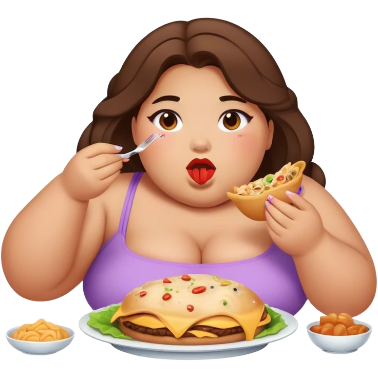 Fat girl making a mukbang emoji