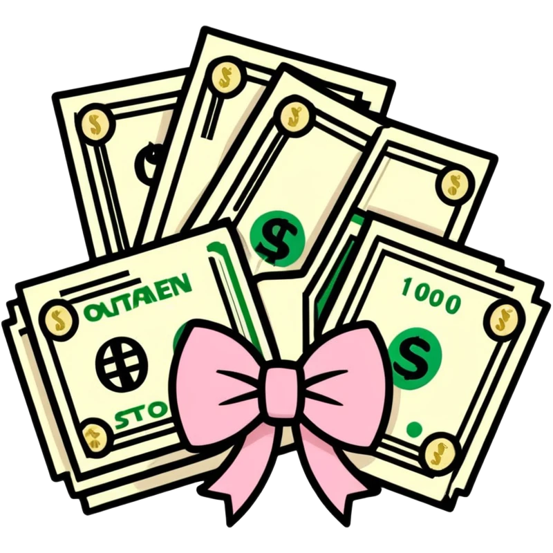 money with a pink bow emoji
