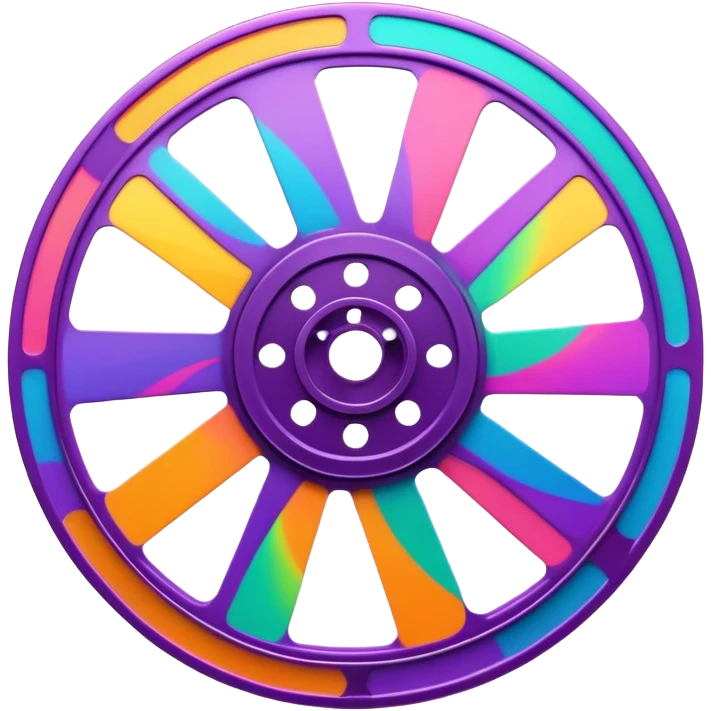 Psychedelic colored film reel emoji
