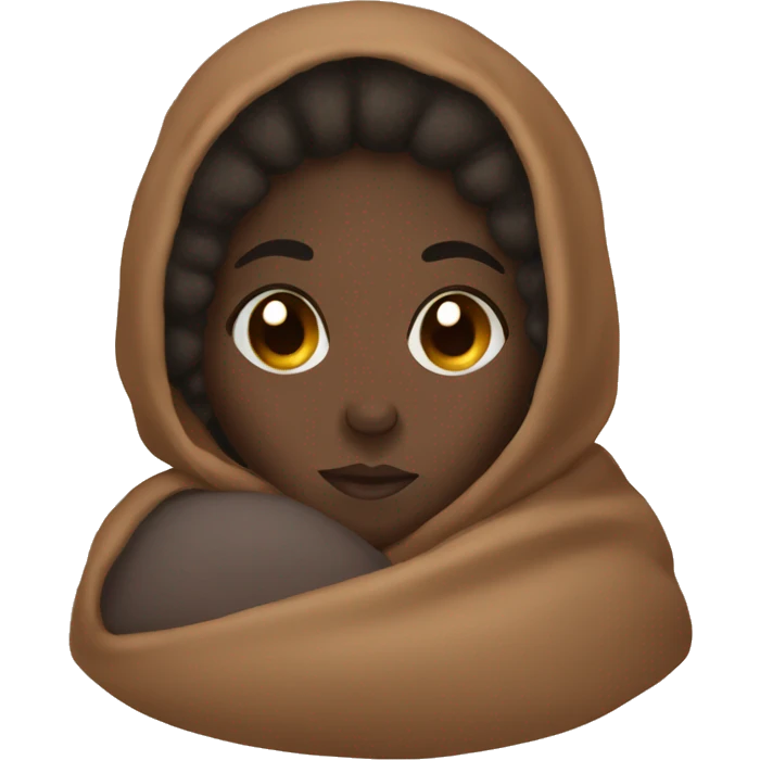 Black girl sleeping in brown blanket emoji
