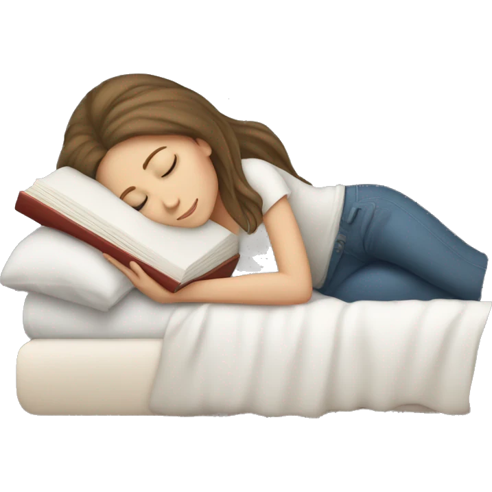 White Girl Sleeping with book as pillow  emoji