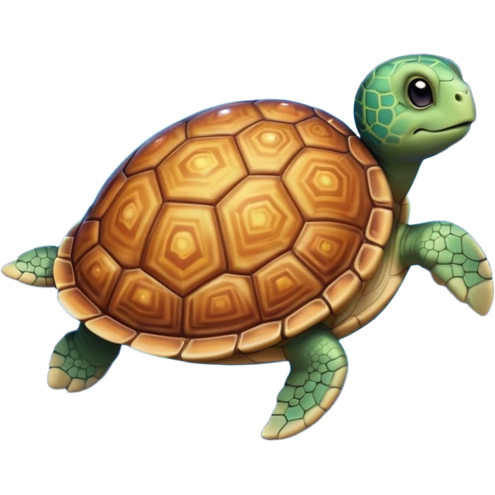 Quasar Turtle emoji – full body, large turtle with a smooth glowing shell shaped like a cosmic quasar, simple light effect in the center of the shell, stars in the shell, no patterns, no aura, slight side angle, no background
 emoji
