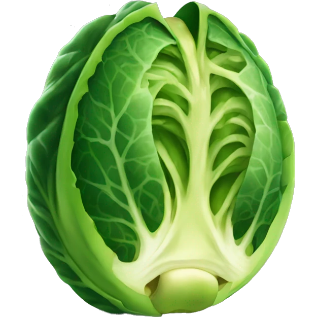 one brussel sprout cut in half high detail emoji