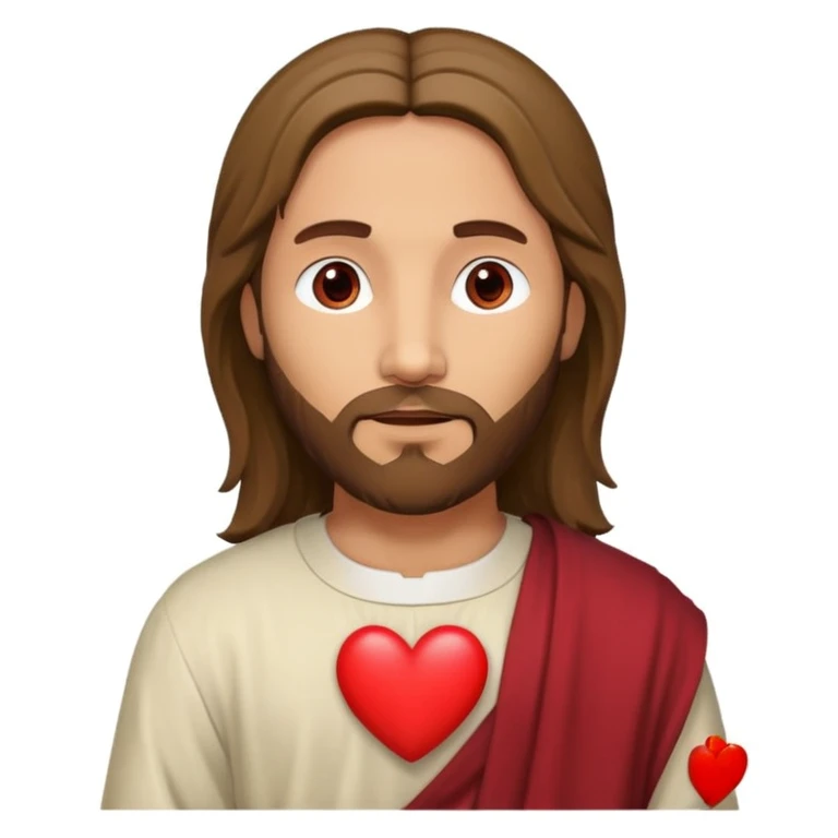 Jesus Cristo com um coração vermelho no peito  emoji