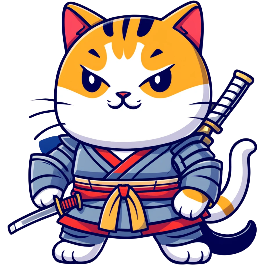 Cat with katana in Samurai armor  emoji