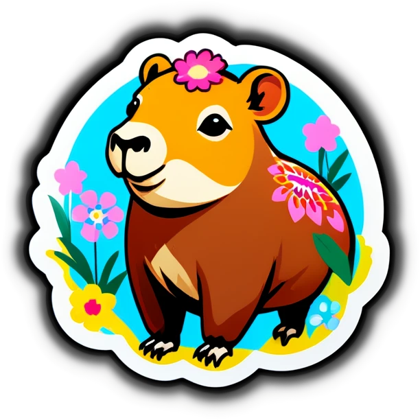 Capibara con flores  emoji