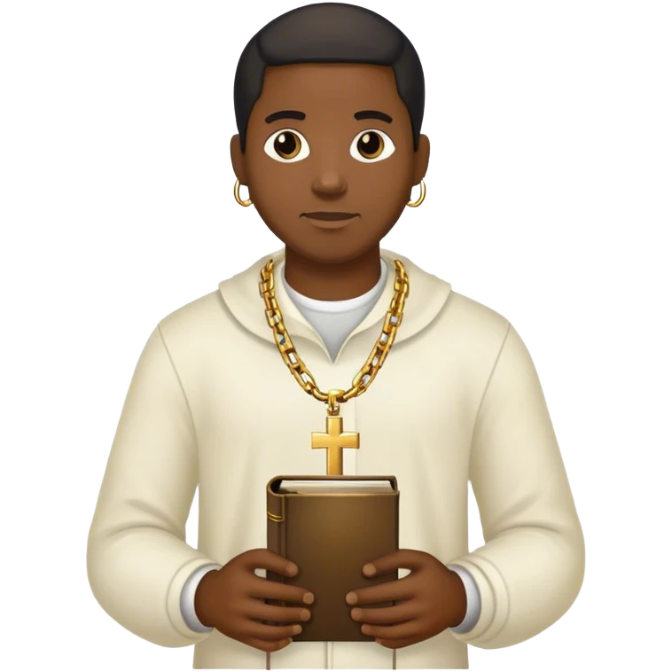 Rapper With Bible and chain on emoji