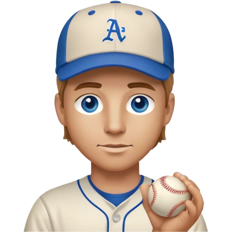 white guy with light brown hair blue eyes with baseball cap on holding a shot emoji