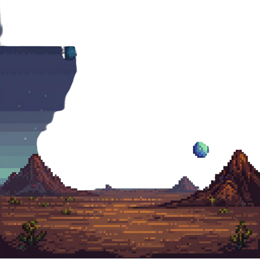 pixel art of a distant planet with a small moon nearby, cosmic background emoji
