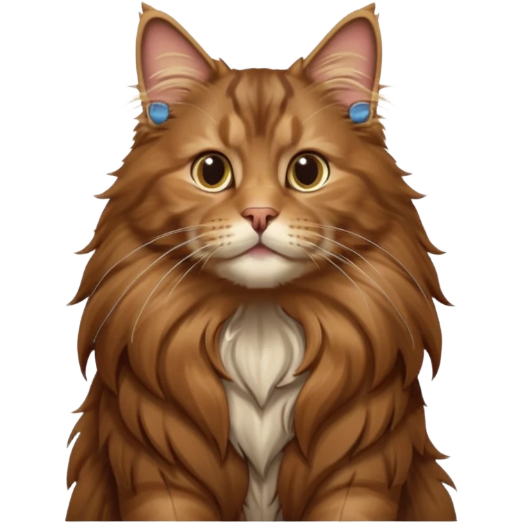 A high-resolution photo-realistic digital illustration of a brown maine coon cat, chest upward emoji