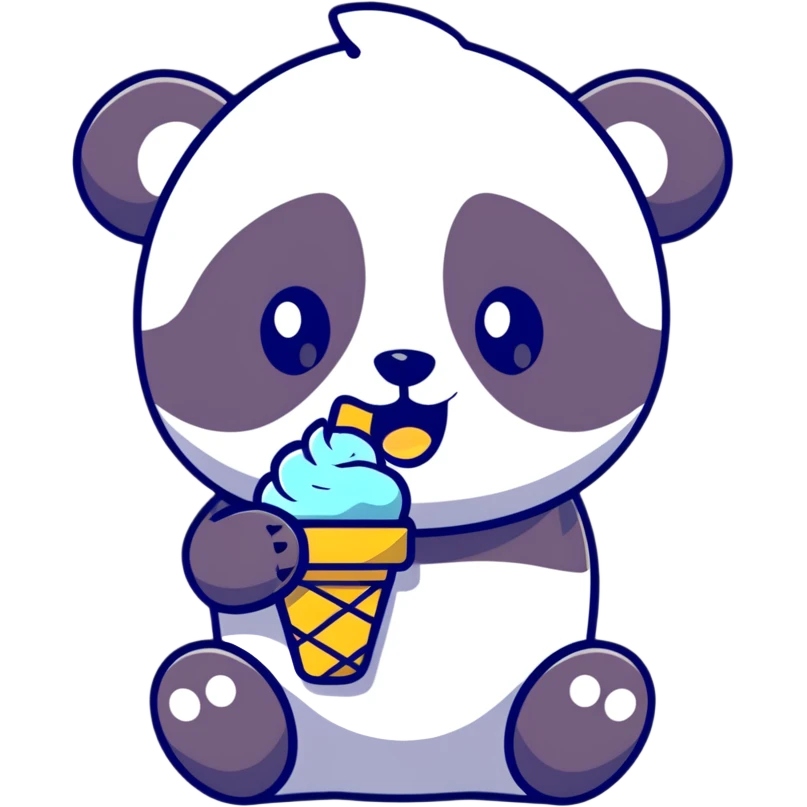 Panda eating ice cream emoji