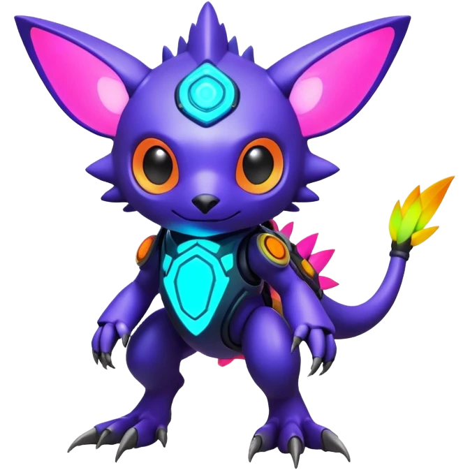  exotic futuristic lush cozy warm-colored modern colorful neon-colored cyber-Fakémon-Digimon-Trico-creature emoji