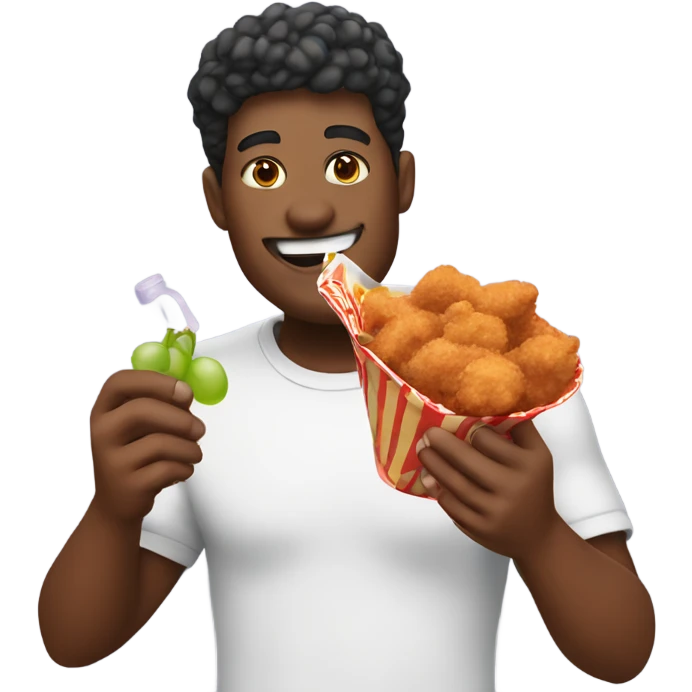 guy eating fried chicken holding grape koolaid emoji