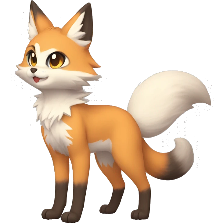 a anthro fur-sona kemono-style-chibi-style cat-fox-Fakémon-hybrid full body emoji