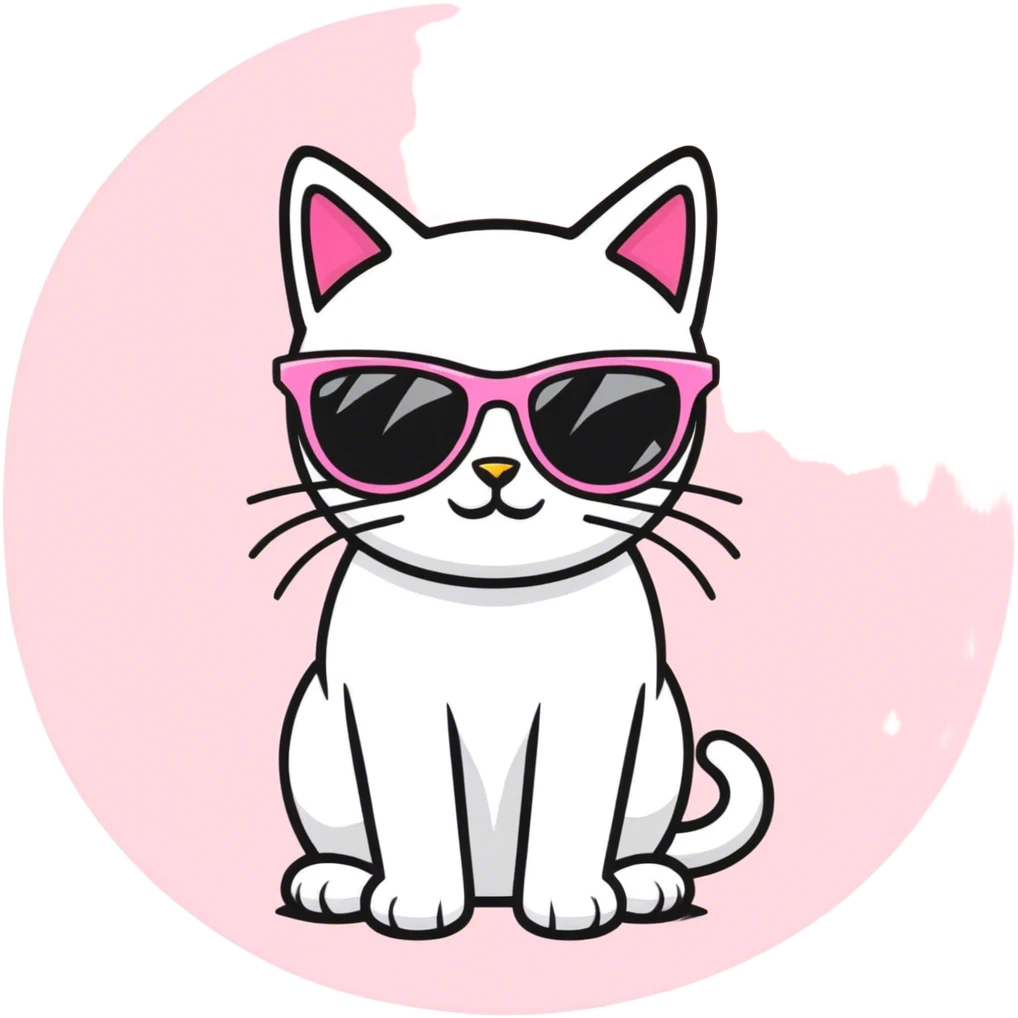 A black cat wearing pink sunglasses emoji