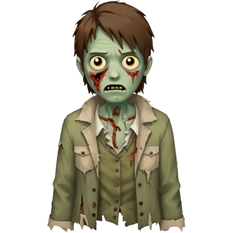 Zombie with lil bit curly medium brown hairi emoji