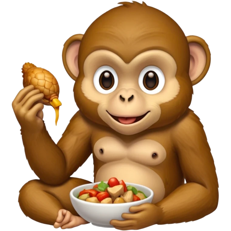 Monkey eating chicken emoji