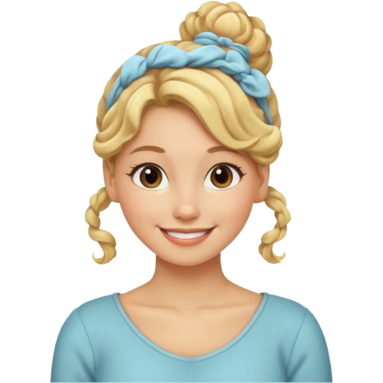 Naked blonde hair bun woman with curly hair, big ass  emoji