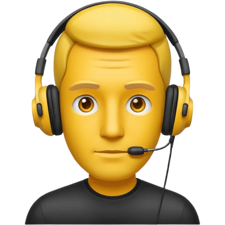 Un emojis feliz con audífonos puestos pero sin  naris un sencillo el emojis  hombre emoji