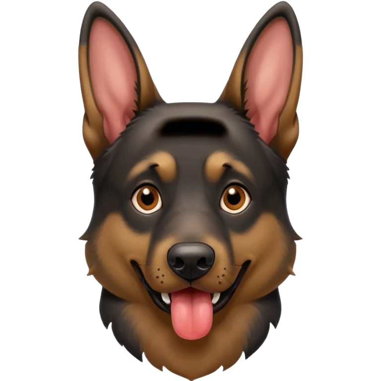 cartoon style dark German Shepherd dog with alot longer tongue hanging out  emoji