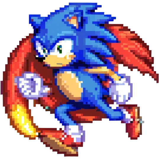 Sonic the Hedgehog sprinting with red trail emoji
