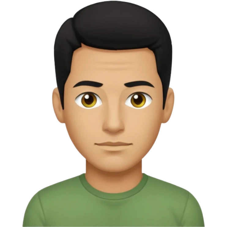 Danny Wood brown eyes, black hair, green shirt  emoji