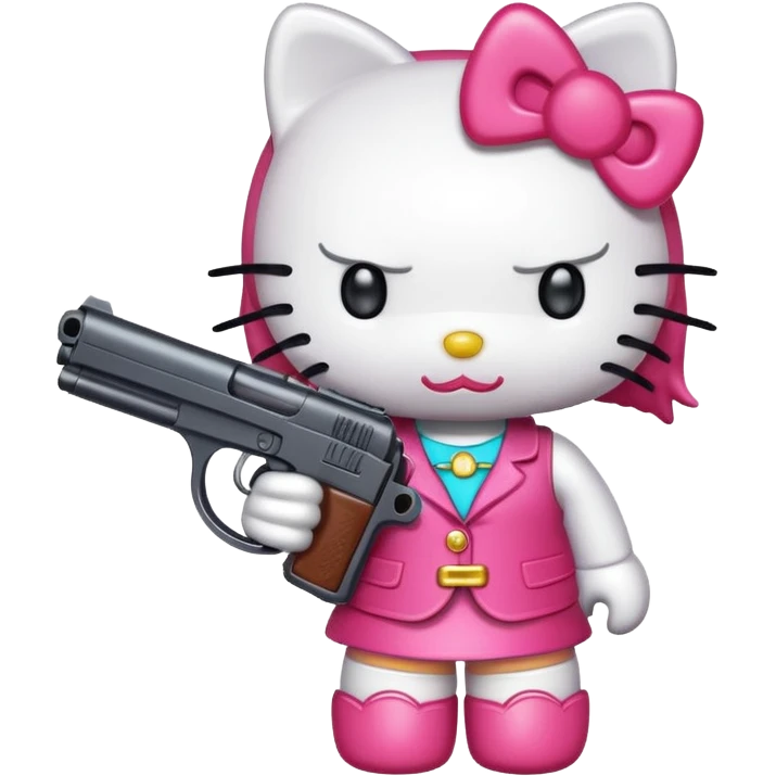 Hello kitty whit a gun  emoji