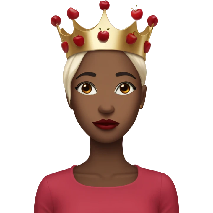 that cover her eyes and cherry lipstick and a crown emoji