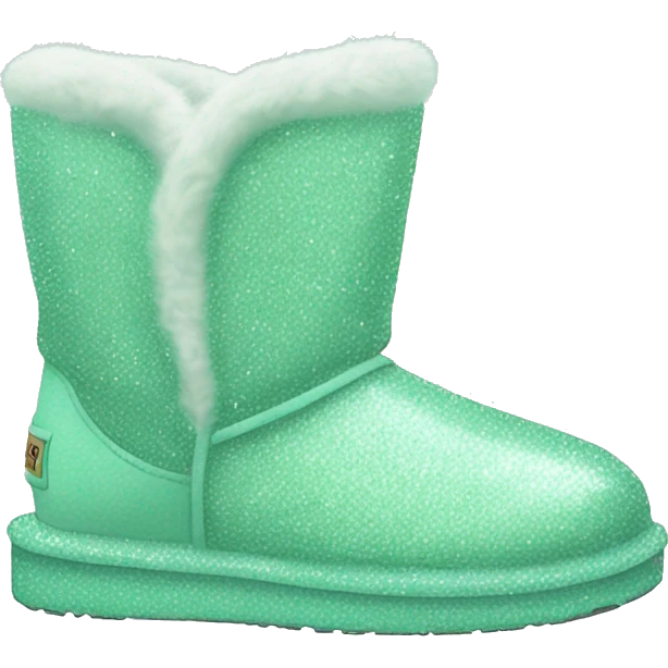 Realistic mint glitter and fur Ugg boots. emoji