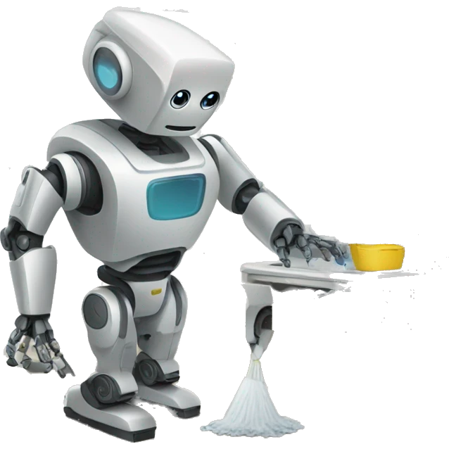 A robot doing household chores emoji