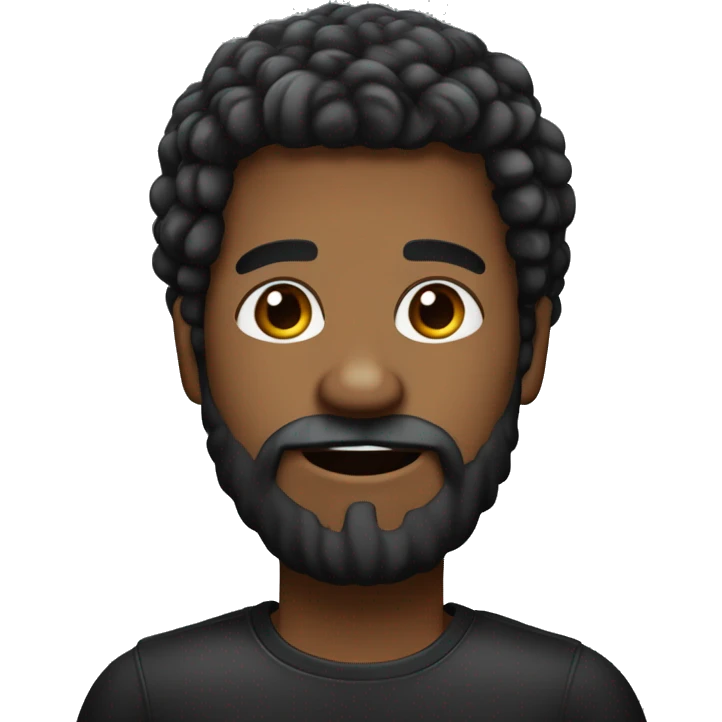 HOmem negro com cabelo crespo barba feita e camisa preta emoji