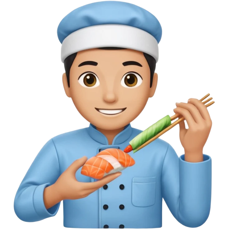 Sushi master making sushi, In a light blue (#a8d6f3) clothes emoji