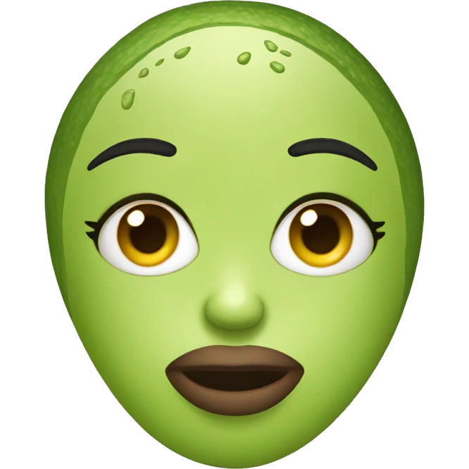 Avocado with a full face of makeup emoji