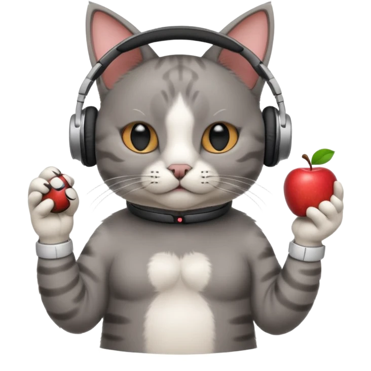 cat in apple headphones (AirPods max) wit a blunt in his hand  emoji