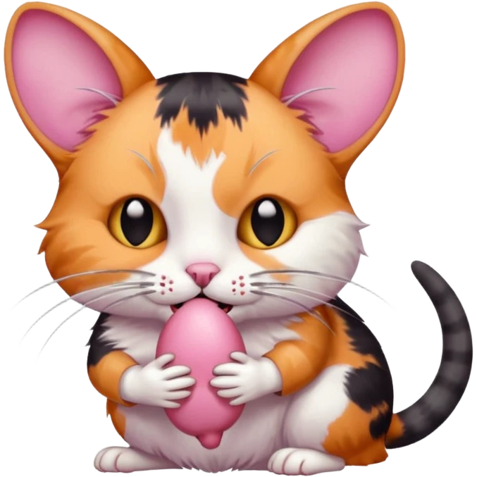 A cat holding a dead mouse in its mouth emoji