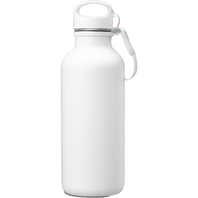 white water bottle with white lid, white handle strap emoji
