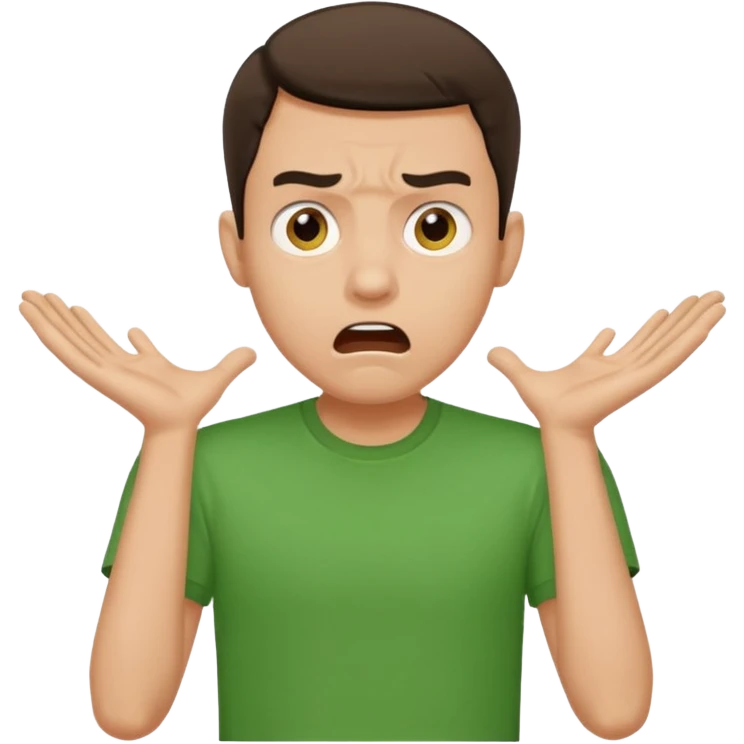make him in a green T-shirt and much more realistic. the emotion of fear and shock emoji