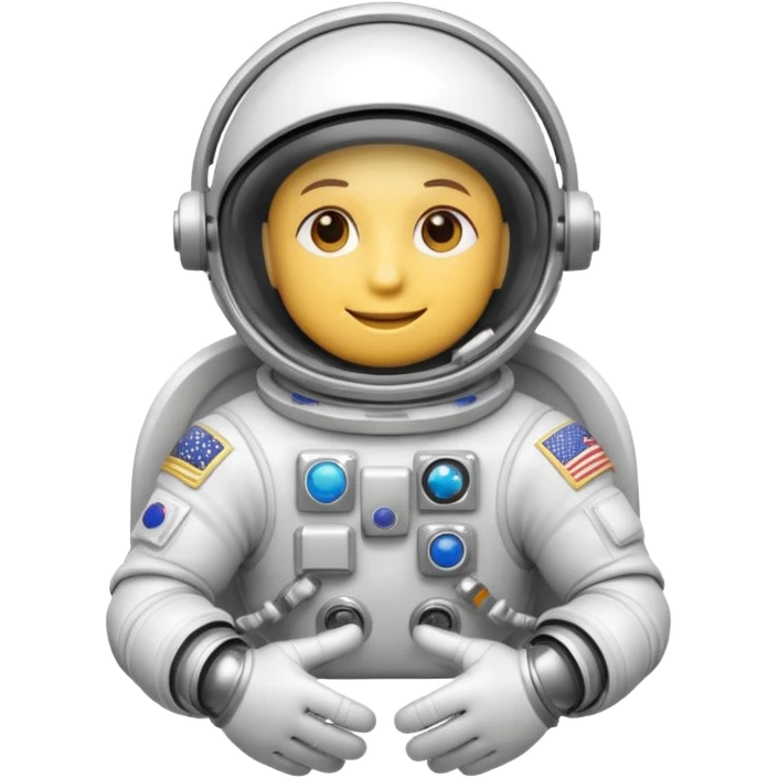 white pressurized astronaut gloves with metal wrist rings floating in space, 3D emoji style emoji