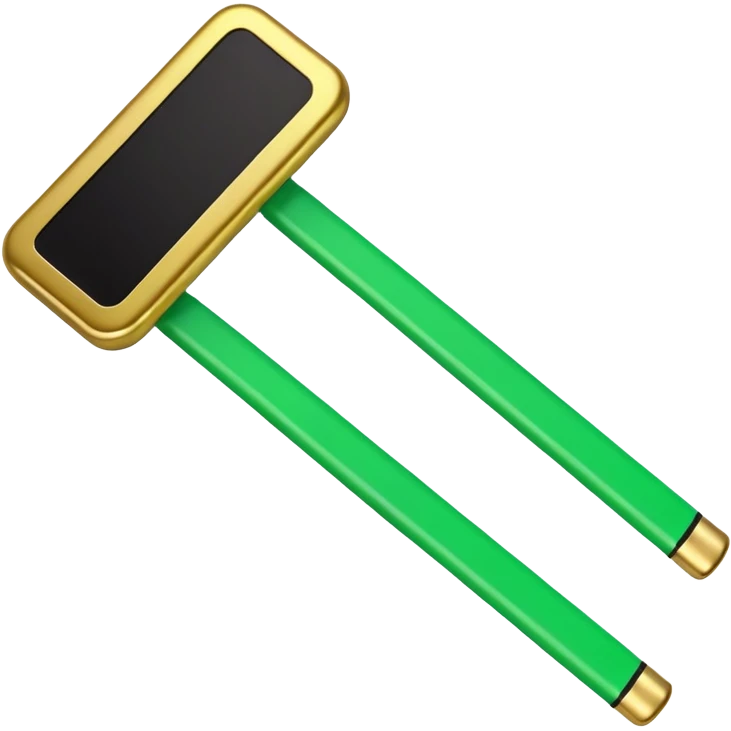 Apple-style 3D emoji of a simplified RAM stick, cartoon-style but recognizable, green with gold edge and black squares representing memory chips. emoji