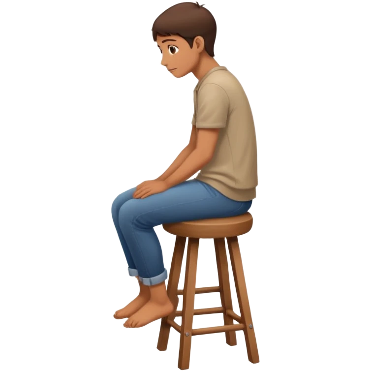 a person sitting on stool with full back head turn

 emoji