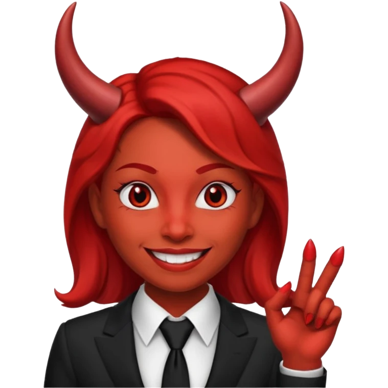 devil woman with tie emoji