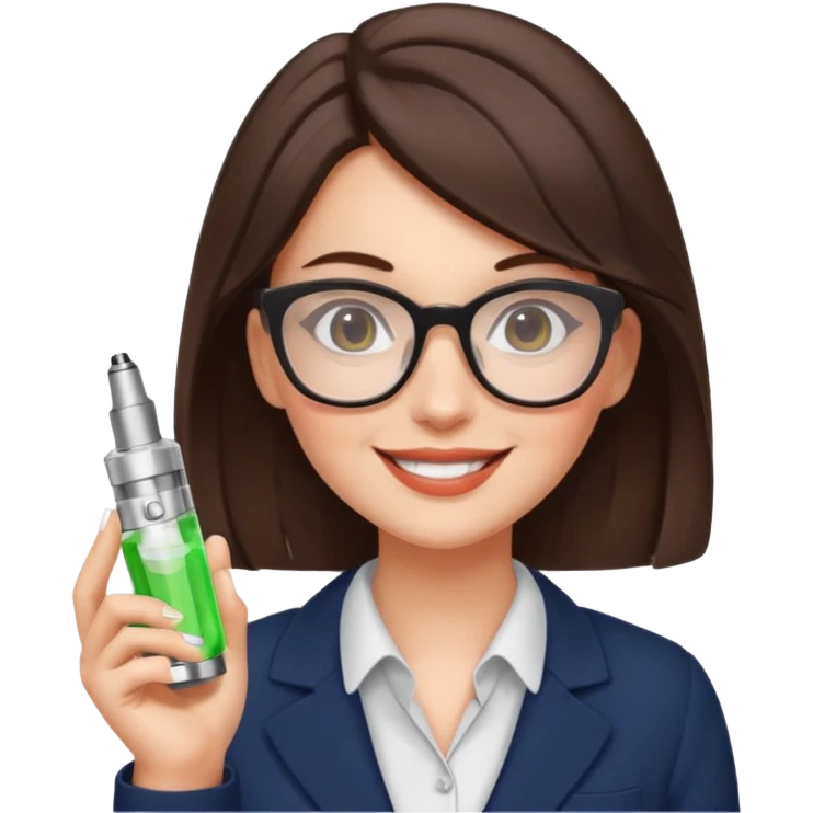 brunette office girl, vape named larisa emoji