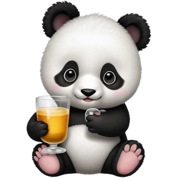 baby Panda with glass emoji