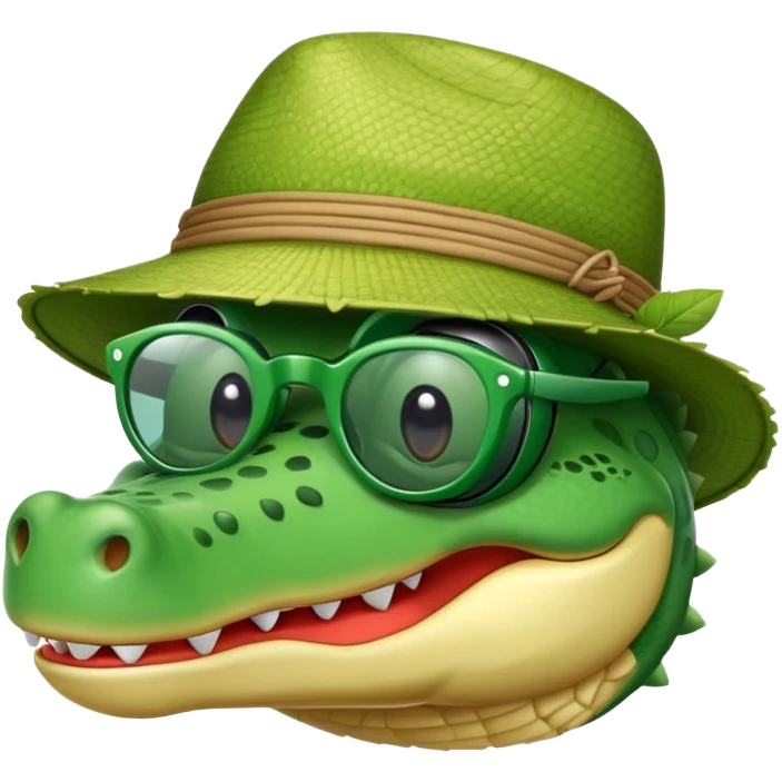 Coccodrillo con occhiali da sole e cappello emoji