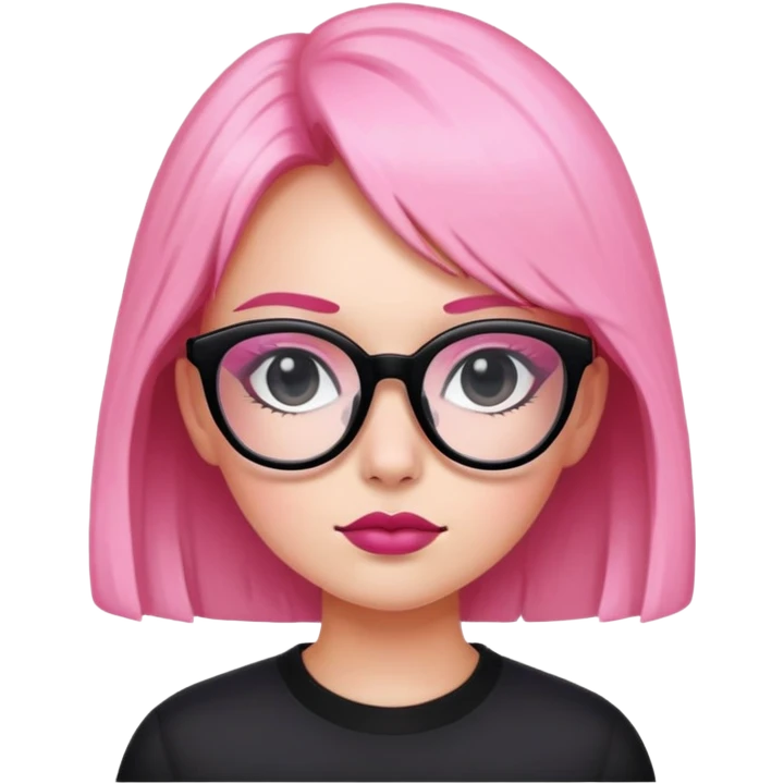 Pink strawberry girl with black glasses emoji