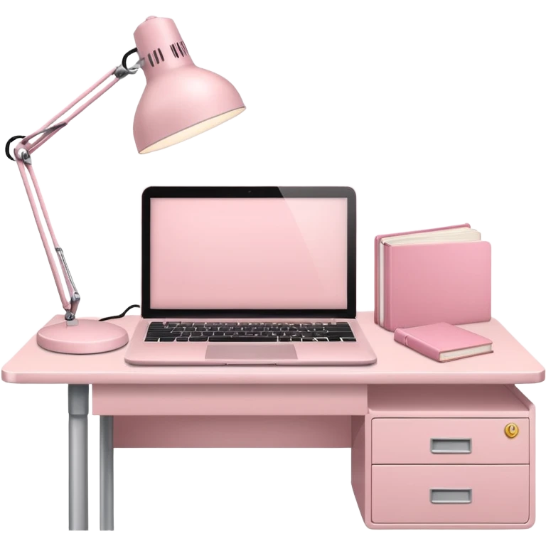 Pale Pink  Big Workstation desk-Light Pale Pink book-Light Pale Pink wide desk lamp-Light Pale Pink lap top emoji