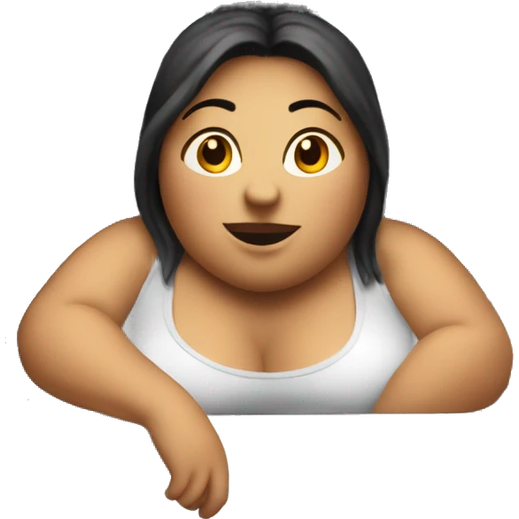 Extremely chubby woman sitting in the truck bed of a 2006 sliverado  emoji