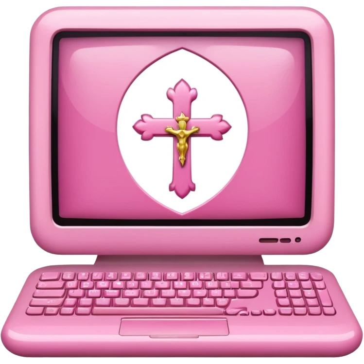 make a catholic computer with very girly pink tones emoji