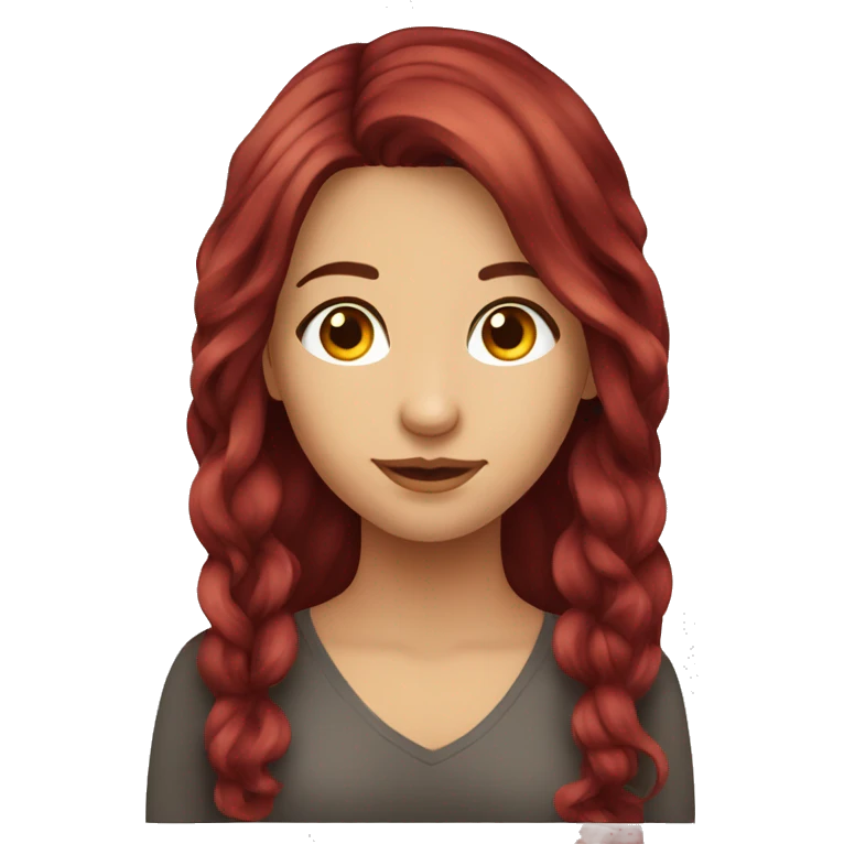 Beautiful burgundy haired girl with long hair emoji